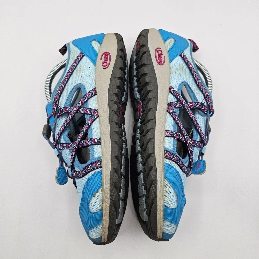 Chaco Outcross Hiking Water Shoes Youth Size‎ 5 Blue Mesh Bungee Laces